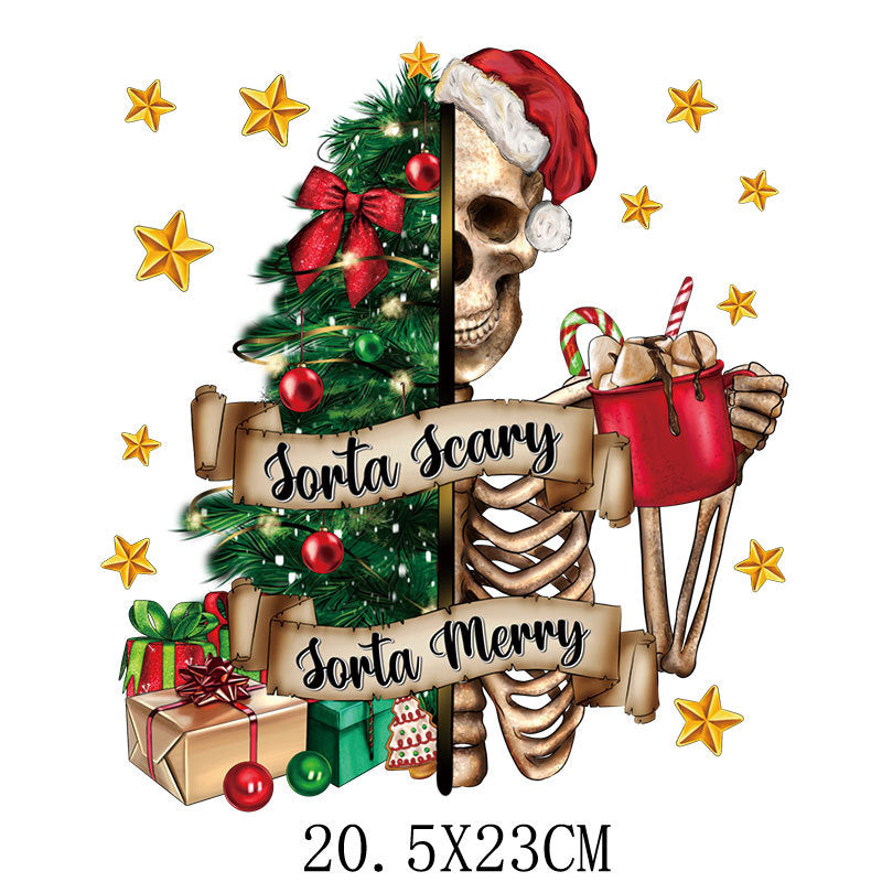 Wholesale Green cartoon Christmas heat transfer pattern   UV DTF Ready to Press Transfers Wraps