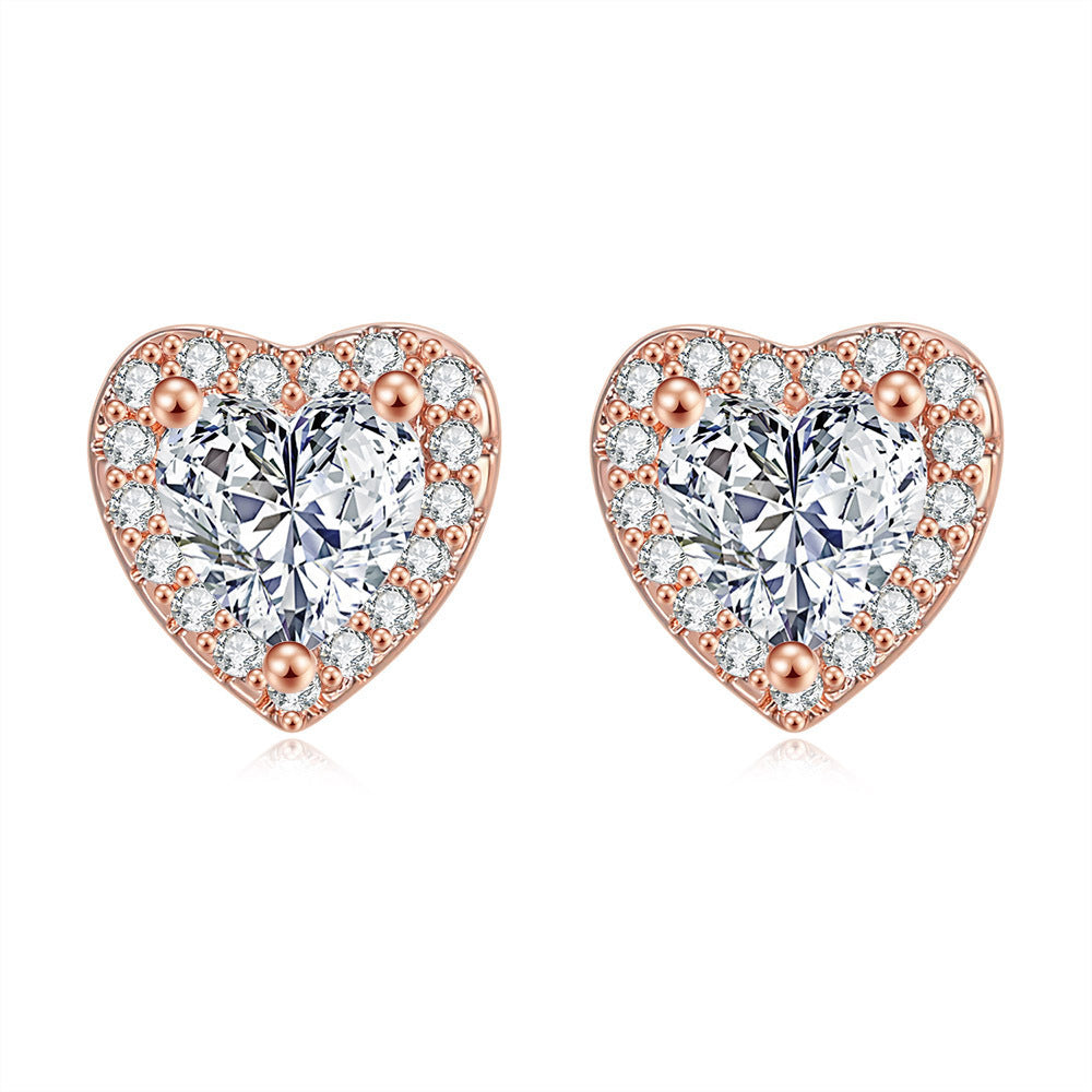Wholesale Gold-plated Copper Heart-shaped Zircon Ring Set of Three