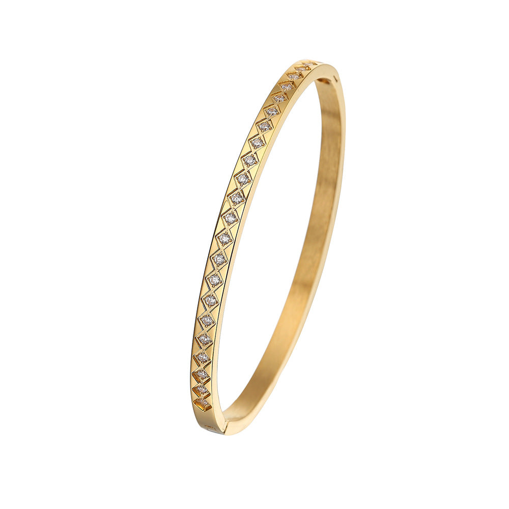 Wholesale Zircon Gold Titanium Steel Diamond Bracelet