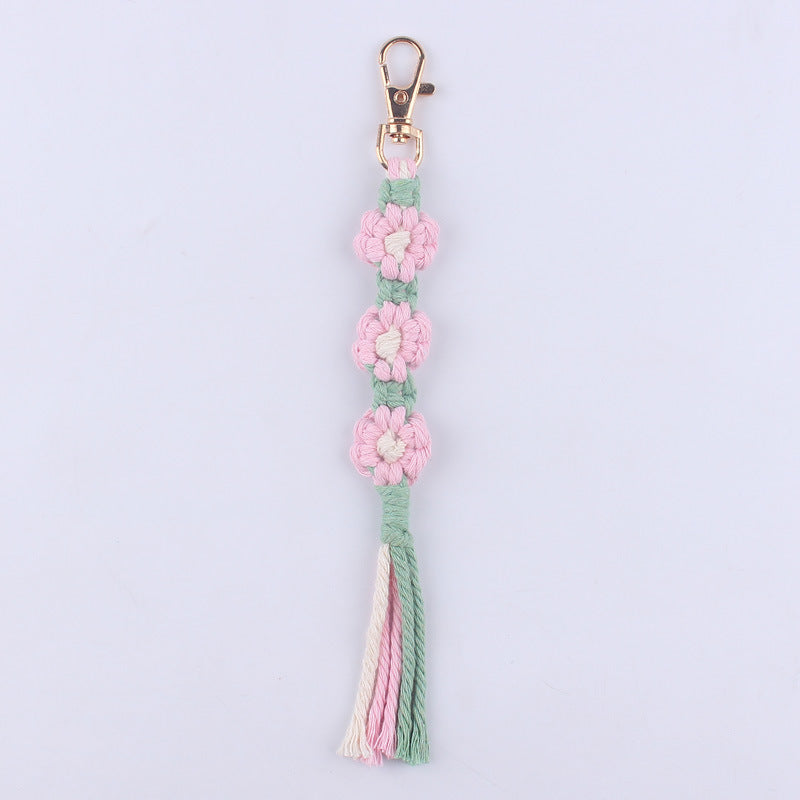 Wholesale Cotton Rope Handwoven Flower Keychain