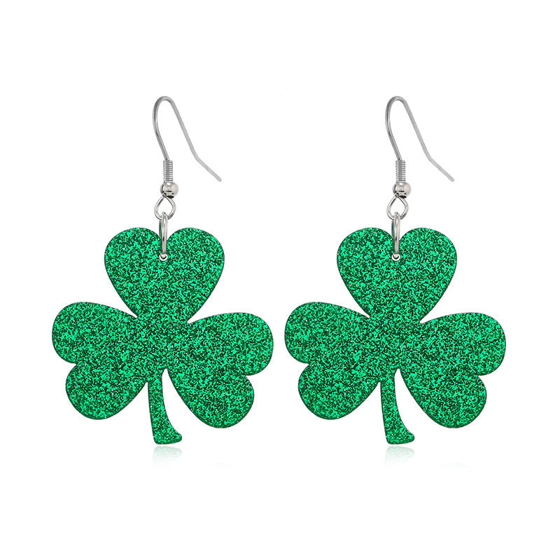 Wholesale St Patrick's Festival clover lucky grass acrylic Carnival holiday earrings for women