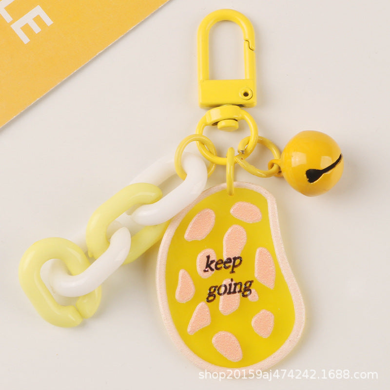 Wholesale Cow Pattern Candy Color Bell Acrylic Keychain