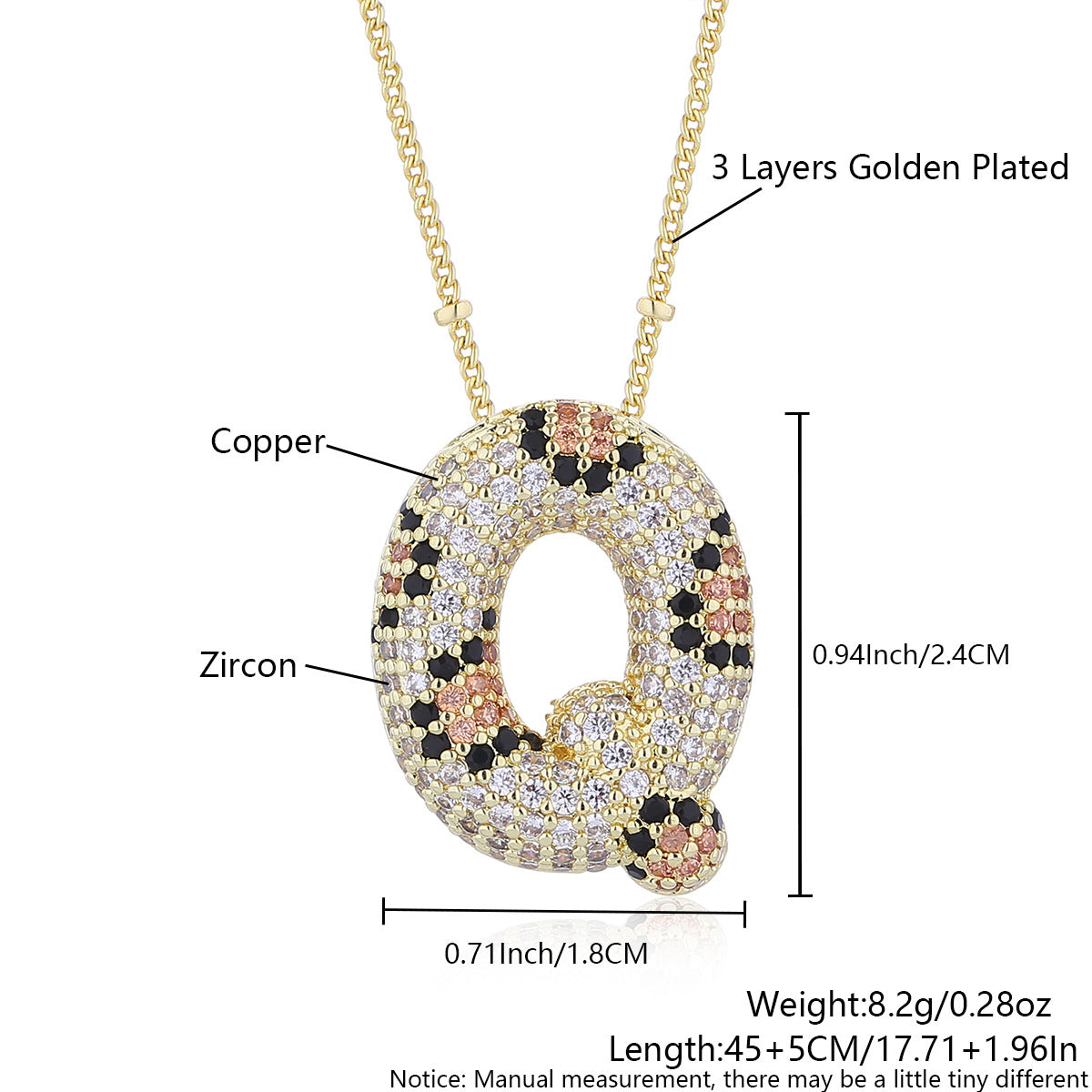 Wholesale Leopard Print Letter Necklace Copper Plated Real Gold Full Diamond Zircon Necklace Fashion English Letter Necklace Women