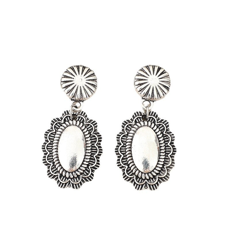 Wholesale Bohemian Retro Geometric Splicing Pumpkin Flower Alloy Simple Earrings