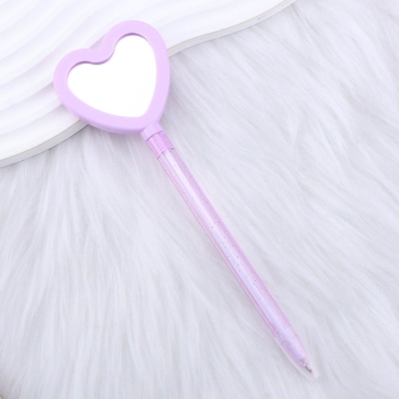 Wholesale Valentine' s Day Heart Handle Mirror Ballpoint Plastic Pen