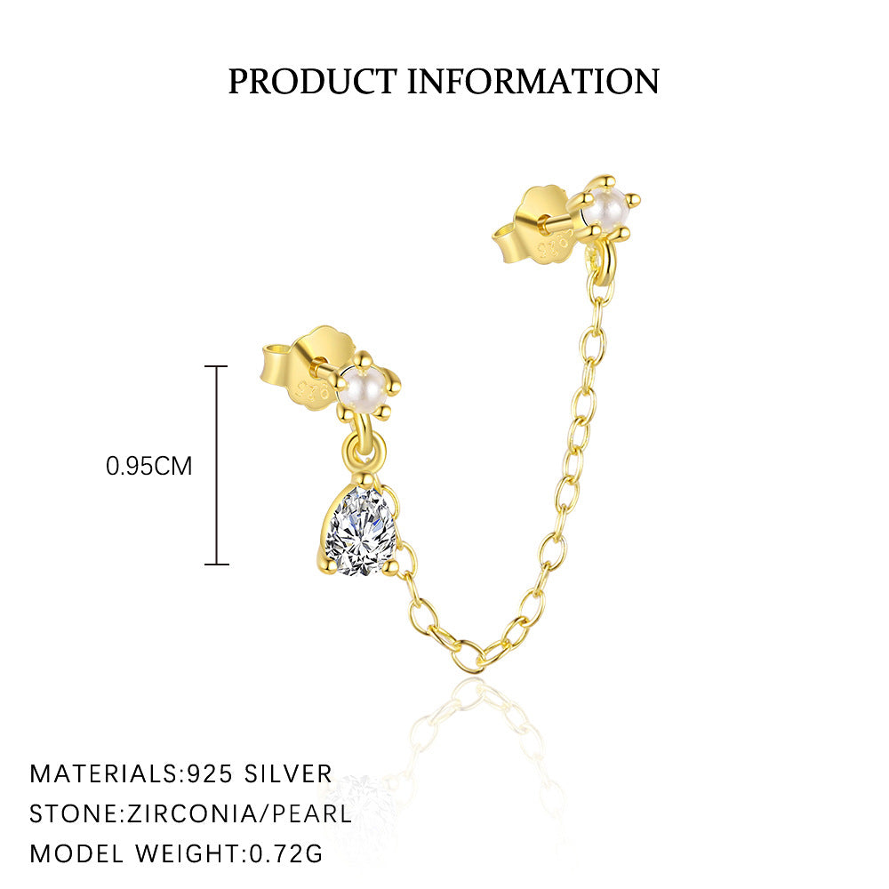 Wholesale Geometric Water Drop Zircon Earrings Ear Studs