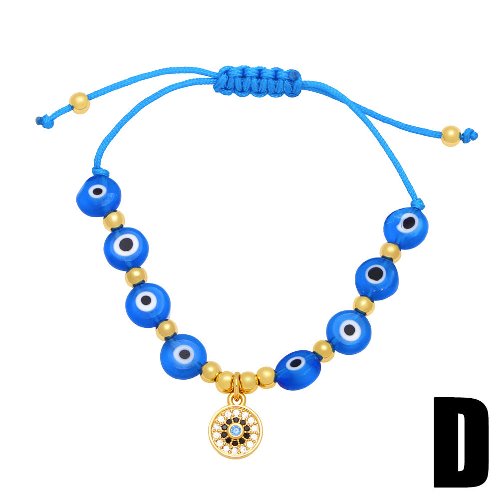 Brazalete de cobre de ojo de diablo tejido tejido de cuentas por mayor ojo