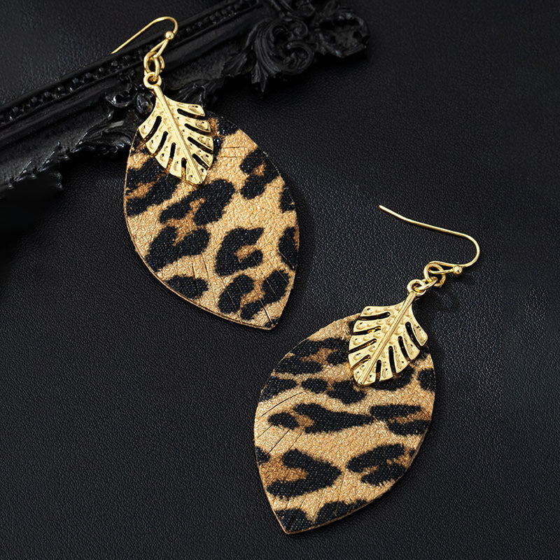 Wholesale leopard leaf fashion simple cold temperament unique high creative sense earrings