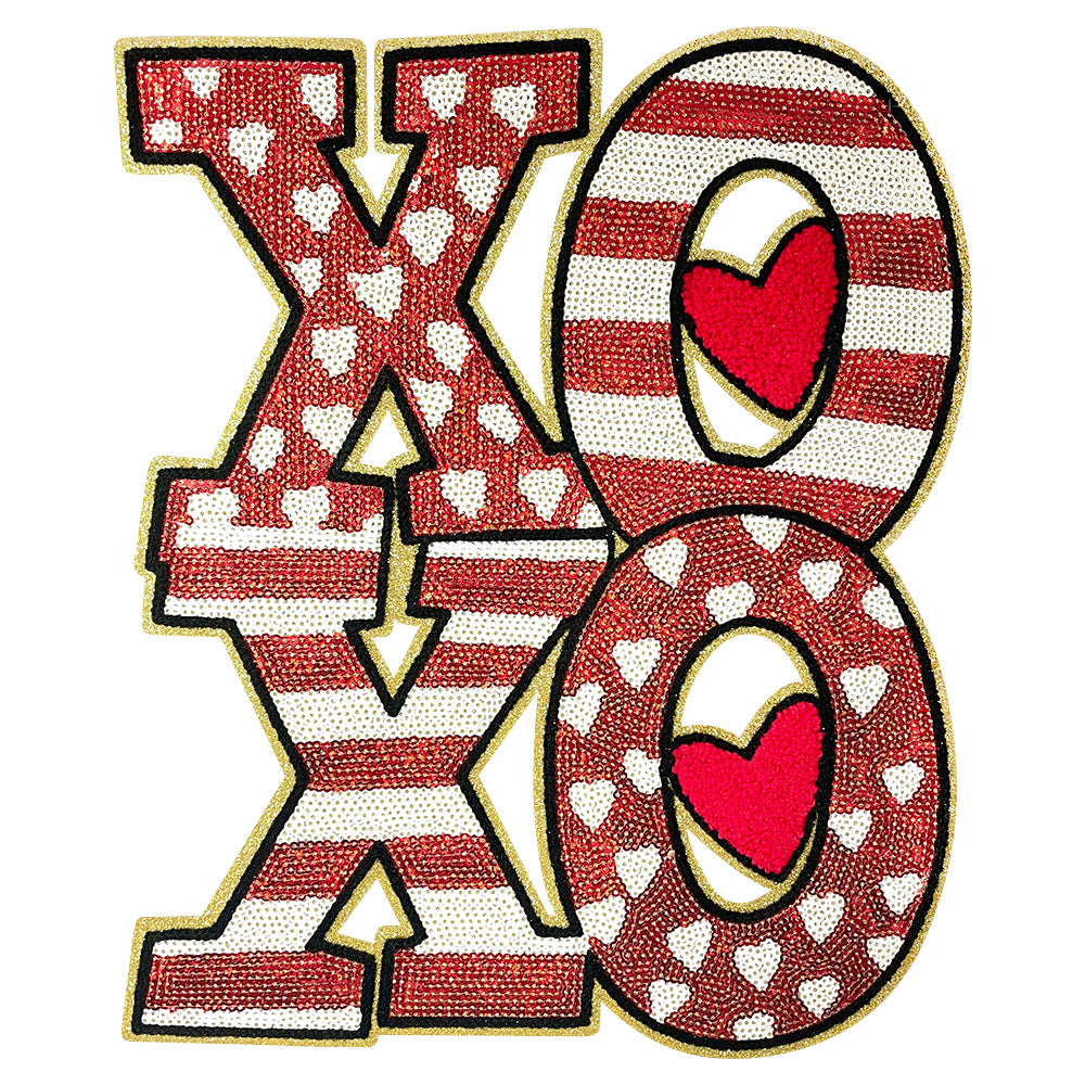 Wholesale Trendy 28Cm Heart Sequin Towel Embroidery Patch Hot Melt Backed DIY Clothing Decoration For Coats Fashion Accessory