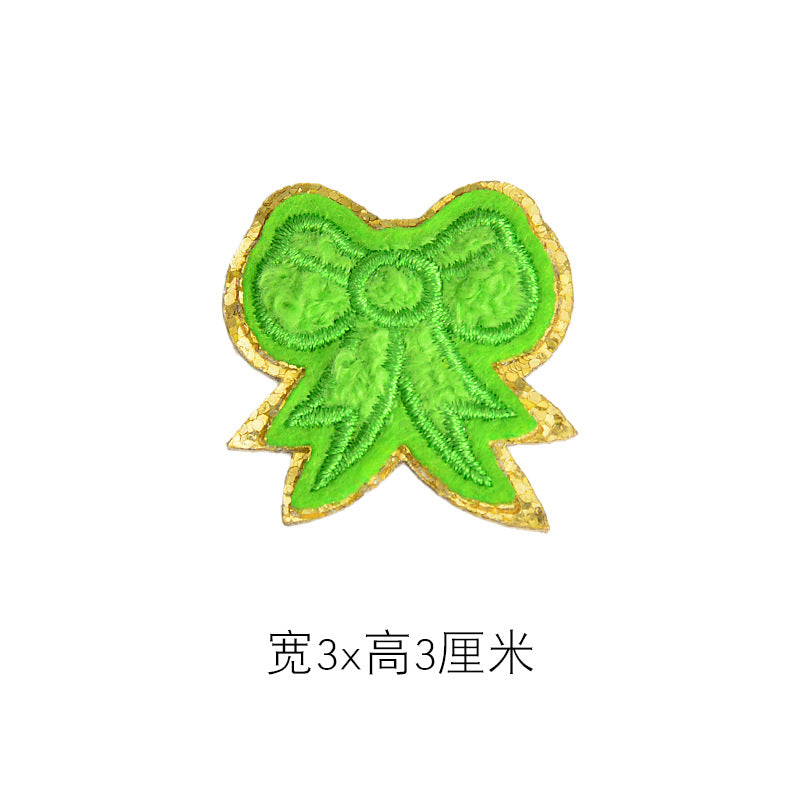 Wholesale Self Adhesive Towel Embroidery Patch Orange Heart With Gold Edge DIY Accessory For Hats Bags Shoes Decorative Accent