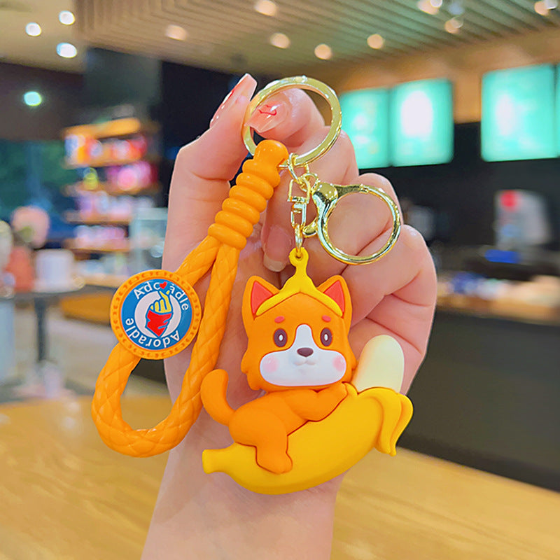 Fruta al por mayor shiba inu llaves de goma suave