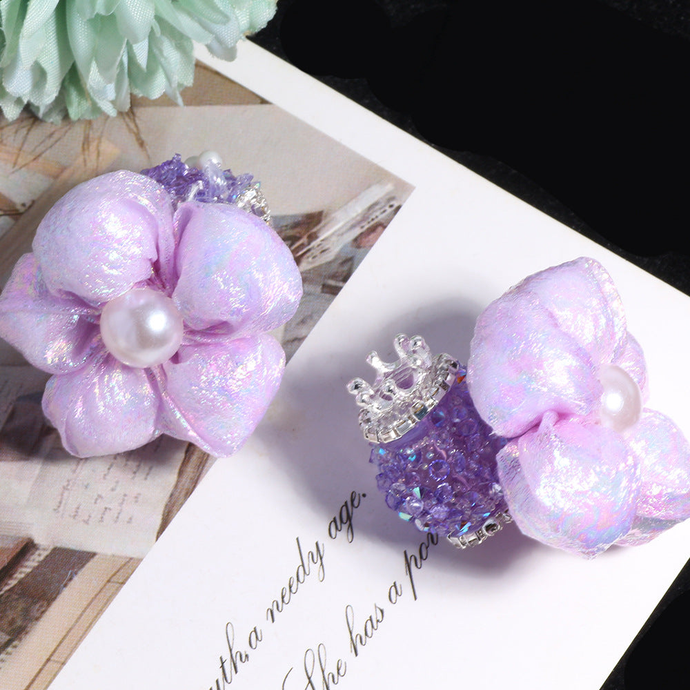 Wholesale 5pcs/pack Crown Pearl Sugar Bubble Flower DIY Straight Hole Loose Beads Mobile Phone Chain Key Chain Bag Chain Jewelry Accessories