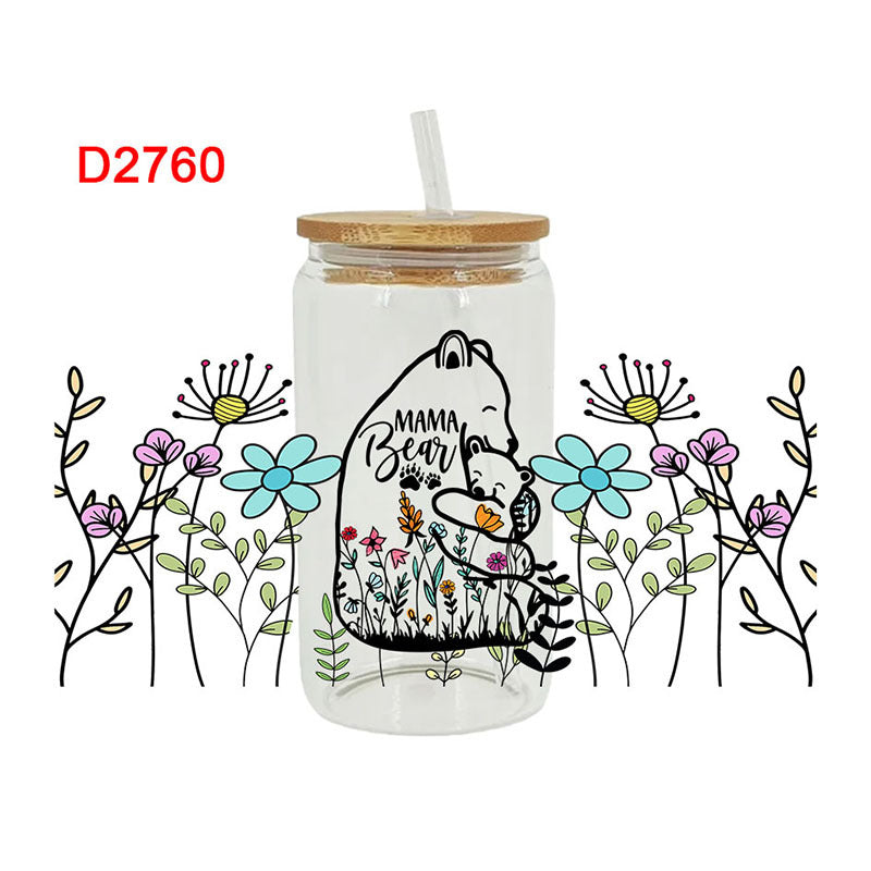 Wholesale Cartoon Family Love Mother' s Day Print 16oz Cup UV DTF Wraps