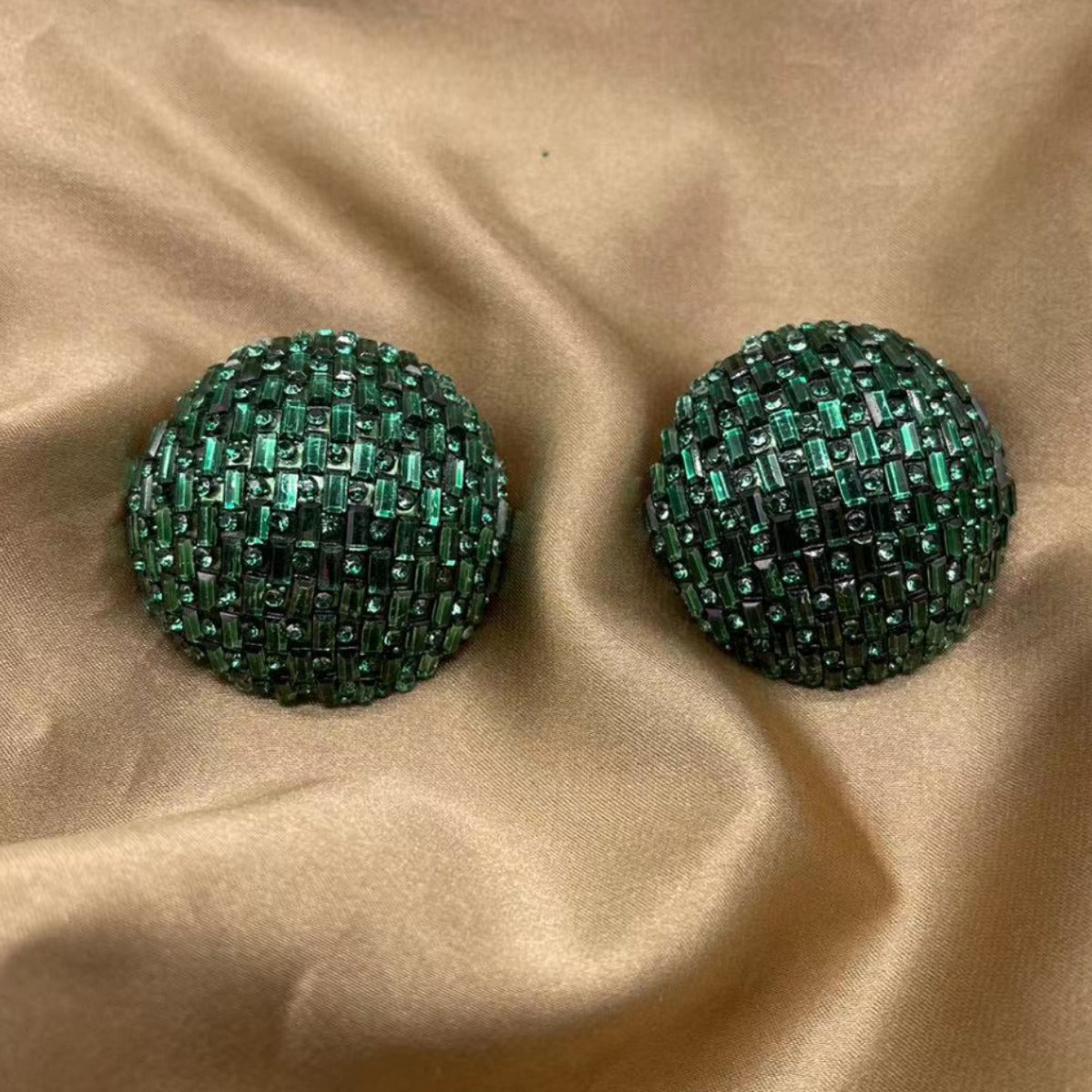 Wholesale Round Colored Glass Rhinestone Earrings