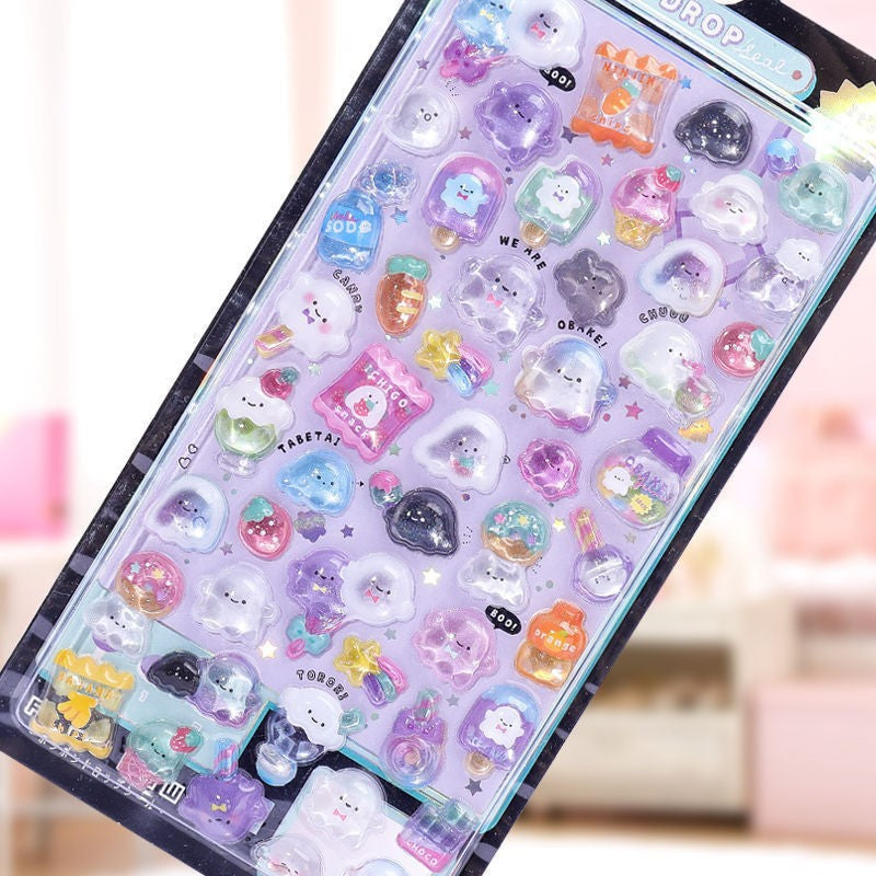 Wholesale Cute cartoon rabbits marine animals ghosts, 3D stickers