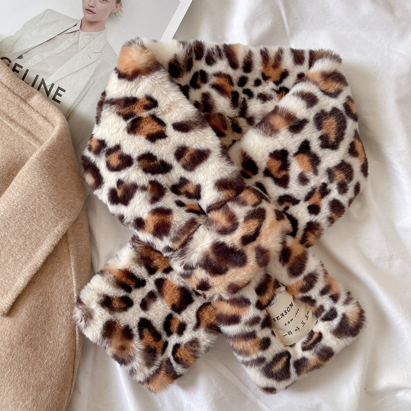 Wholesale Autumn and Winter Leopard Print Thickened Warm Fur Scarves