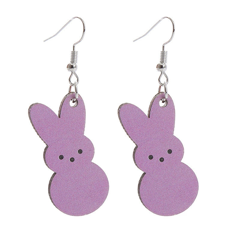 Wholesale Easter rabbit Flower Basket Cute Wood Earrings