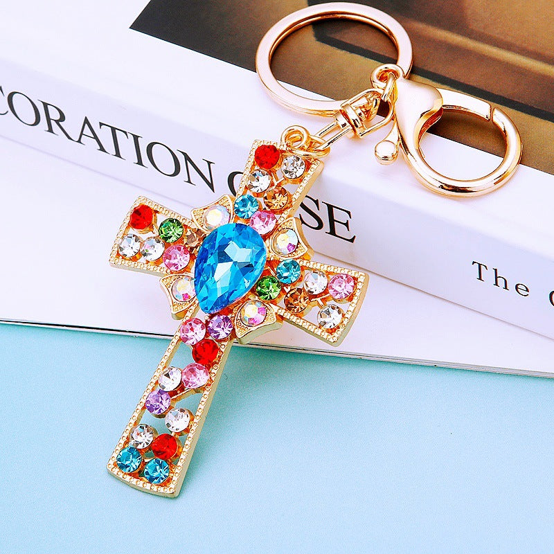 Wholesale Metal Crystal Four Leaf Clover Keychain Rhinestone Bag Charm Car Key Ring Fashion Accessory