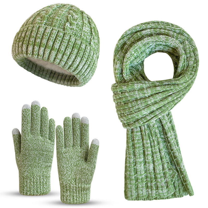 Wholesale Hat Scarf Gloves Three-piece Set Autumn and Winter Adult Warm Cold-proof Knitted Thick Scarf Set