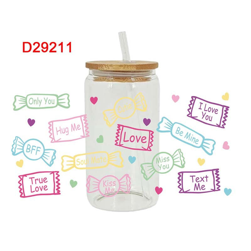 Wholesale Cute Pink Cartoon The Loving Ghost 16oz Cup UV DTF Wraps