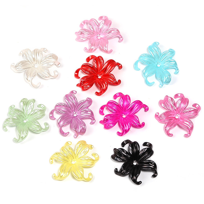 Wholesale 100pcs/pack Acrylic Iris Flower Torus Gradient Color Middle Hole Beads Spacer