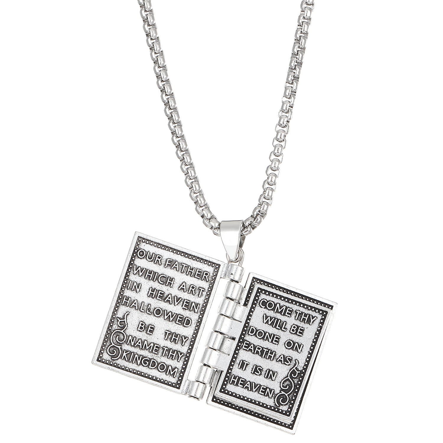 Wholesale Gothic style flip-page Bible book cross necklace