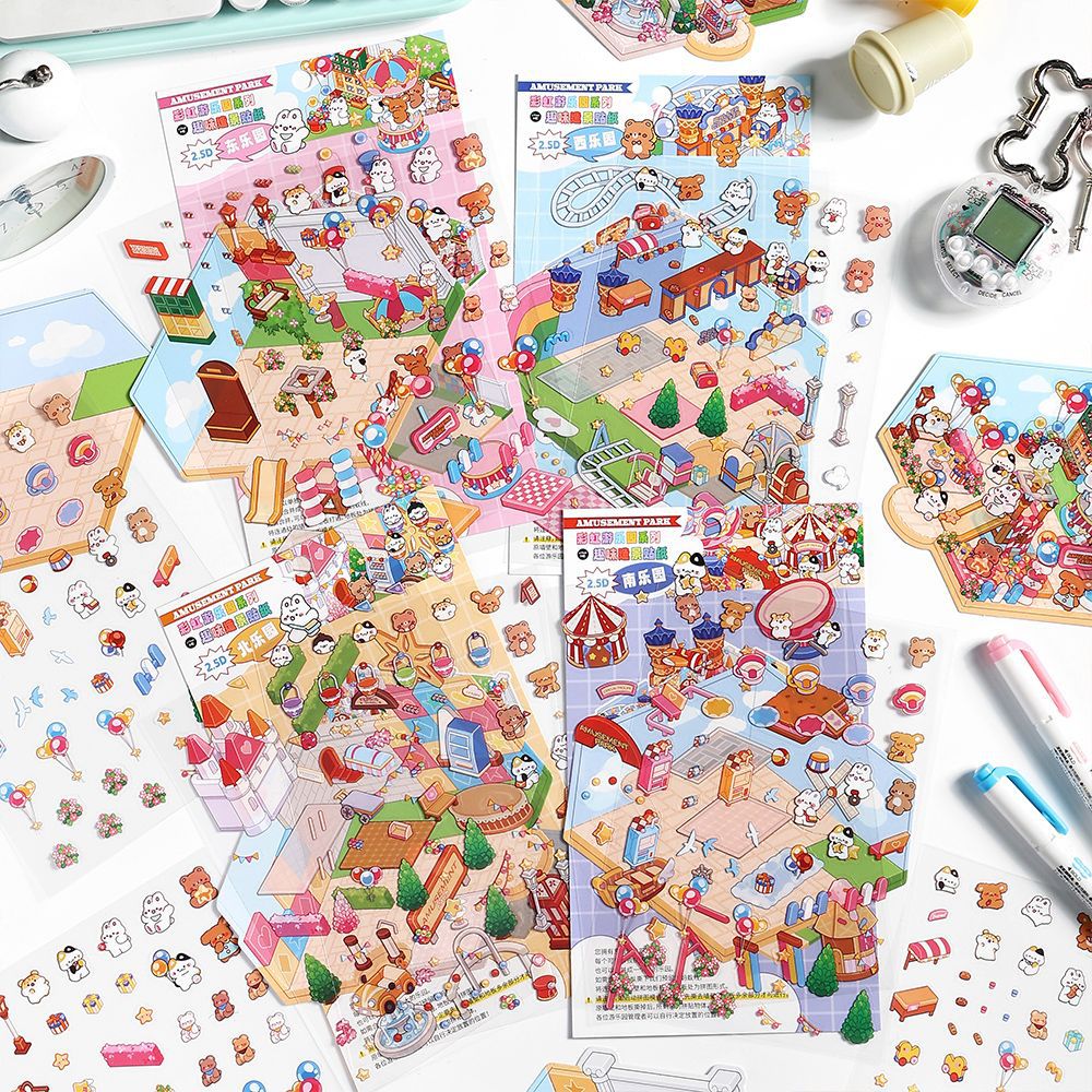 Wholesale Rainbow Amusement Park Miniature Scene 2. 5D Sticker