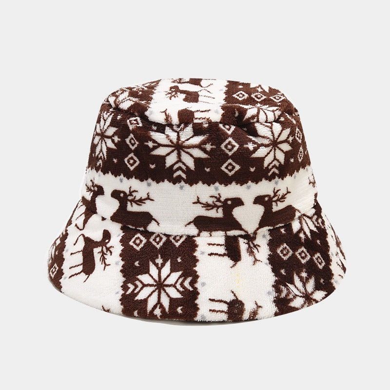 Wholesale Cotton Christmas Deer Pattern Bucket Hat