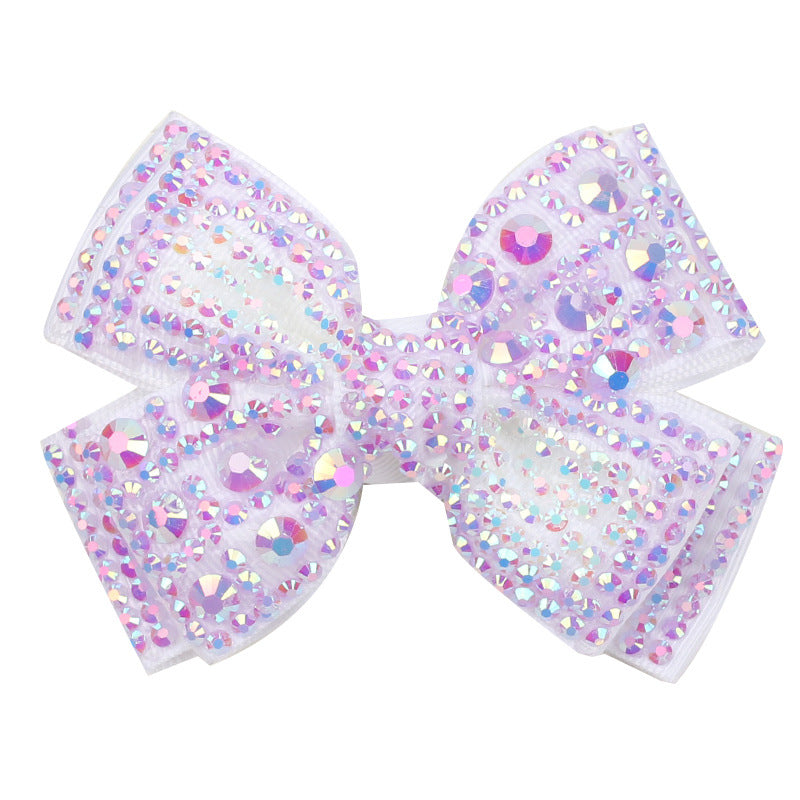 Wholesale Full Diamond Pearl Bow Double Layer Children's Versatile Hair Clips