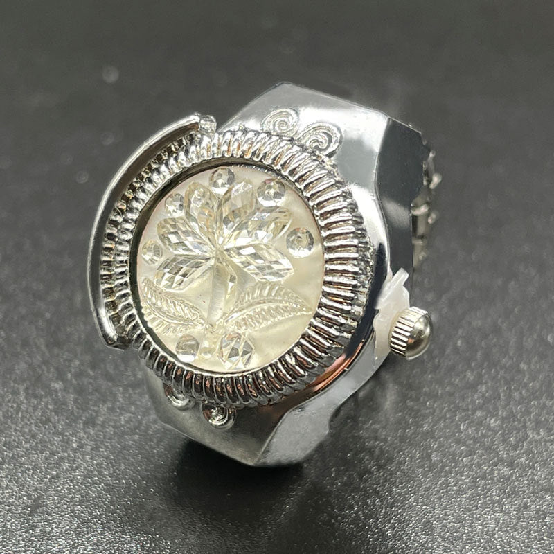 Wholesale [Ring watch] personalized fashion temperament female foreign trade hot quartz watch flip ring watch can see time