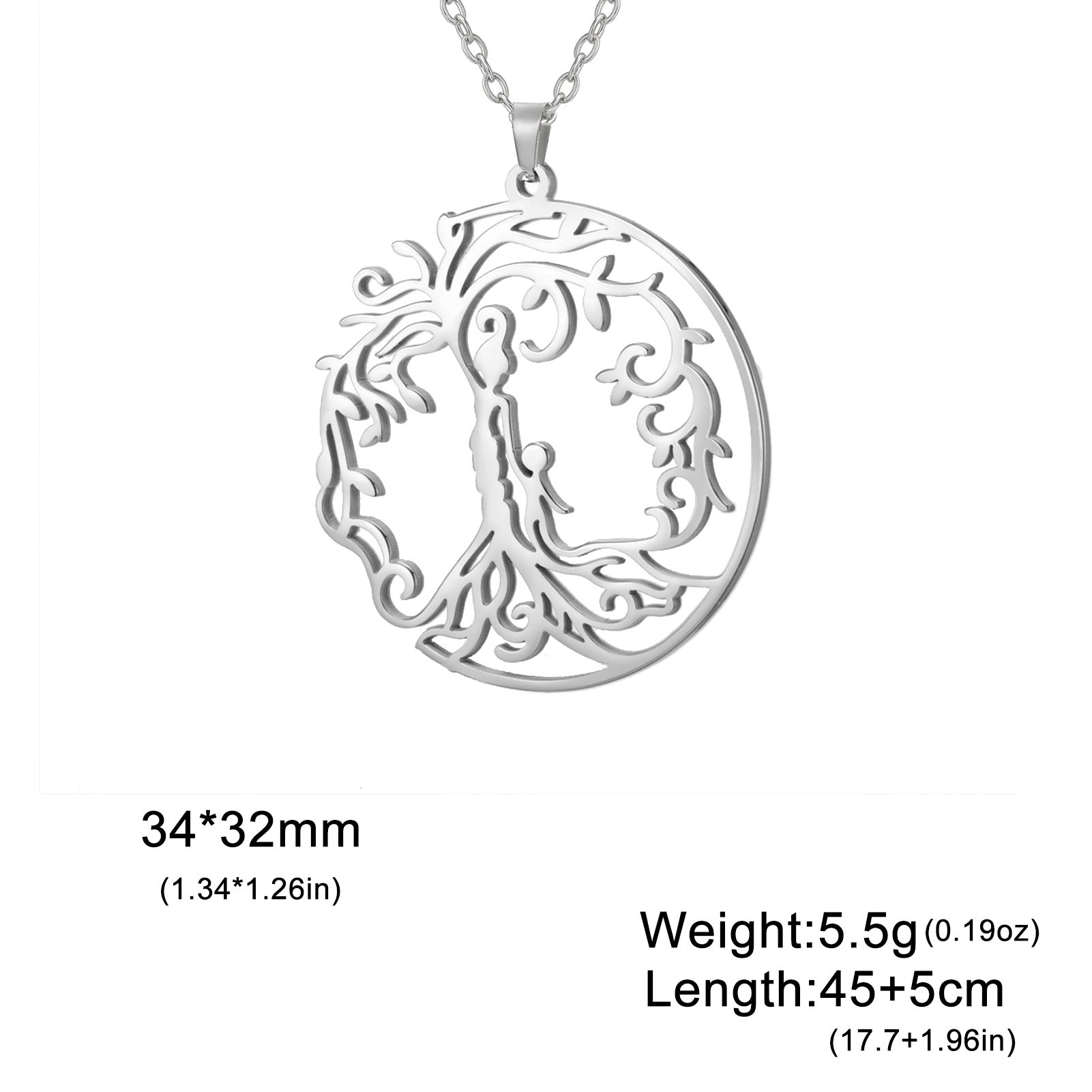 Wholesale Mother' s Day electroplated Tree of Life parent-child Stainless steel necklace