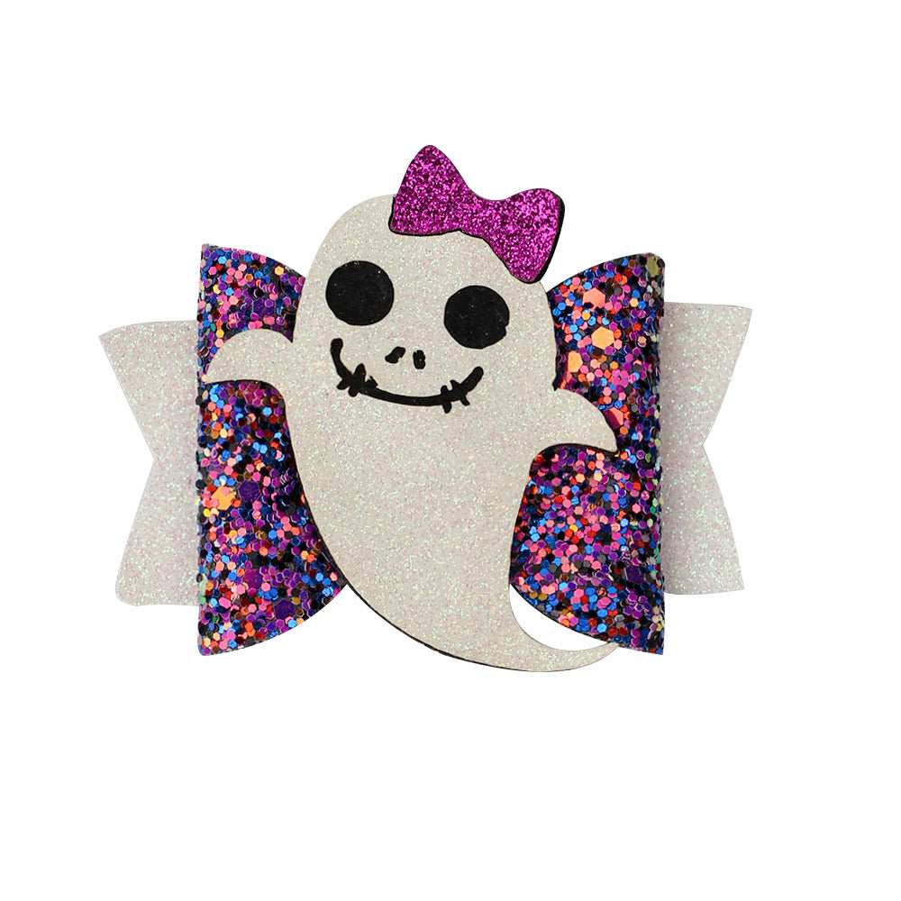 Wholesale Bow Pumpkin Leather Kids Hair Clips