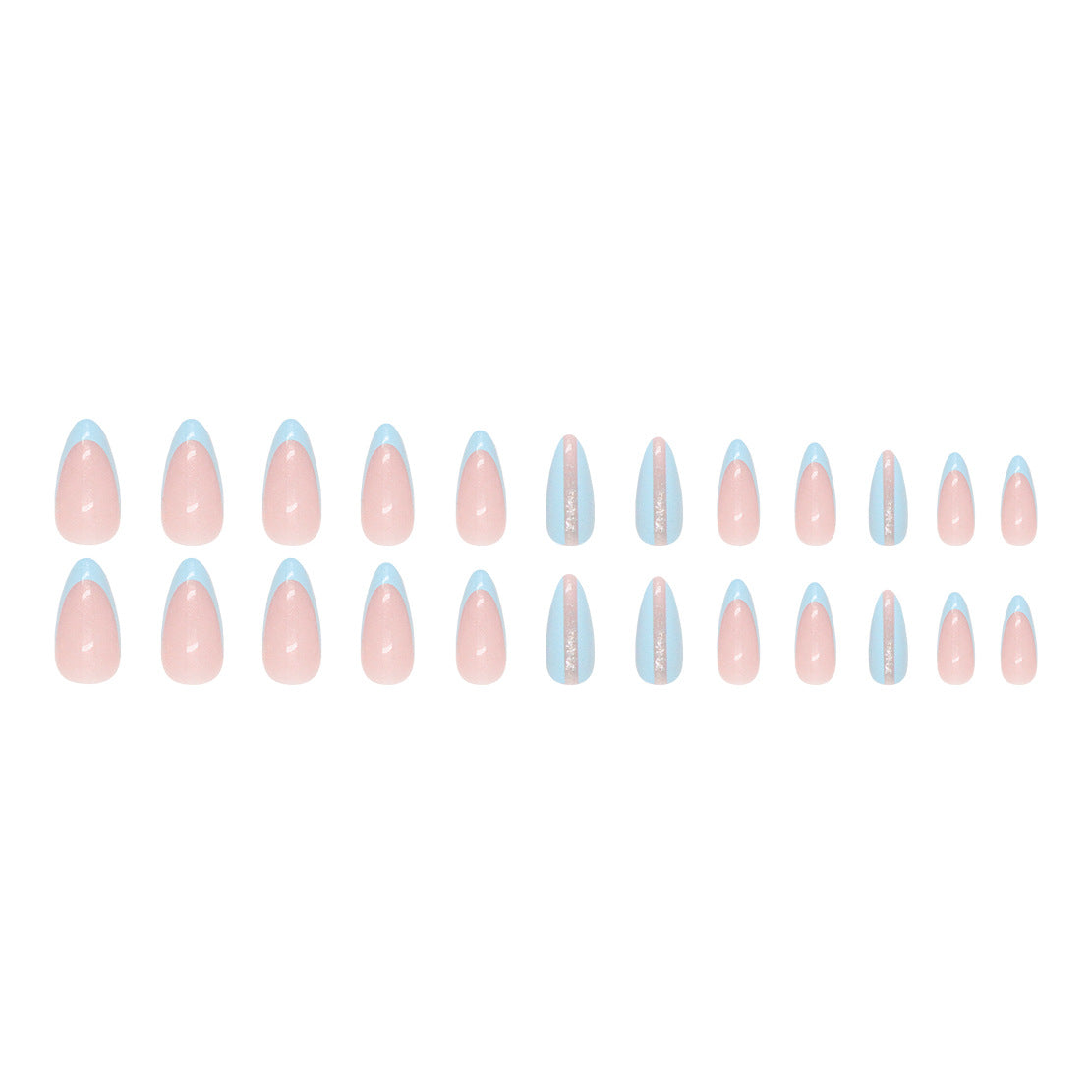 Wholesale Almond Nail Light Blue Nail Stickers