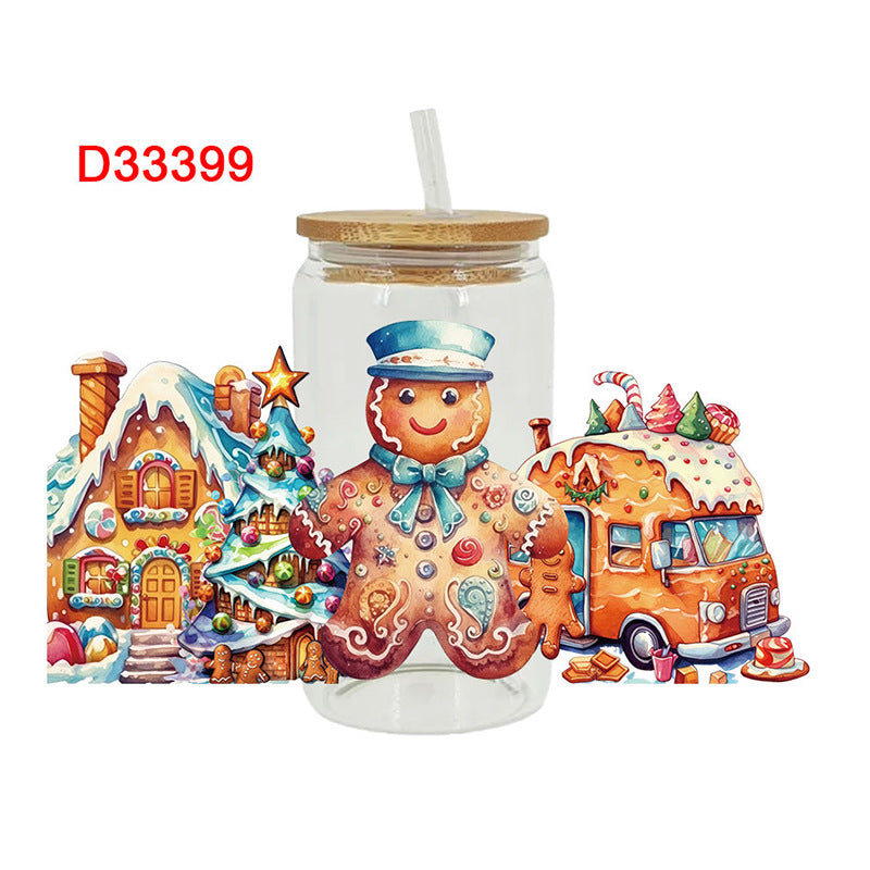 Wholesale Cute Christmas tree 16oz Cup UV DTF Wraps