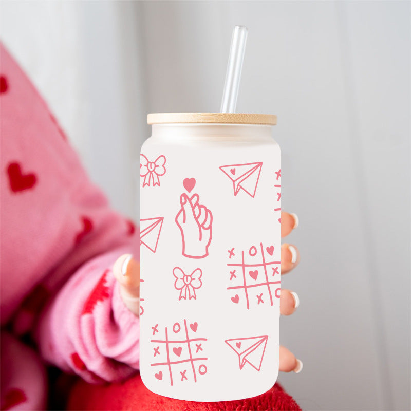 Wholesale Pink Love Valentine's Day 16oz Cup UV DTF Wraps