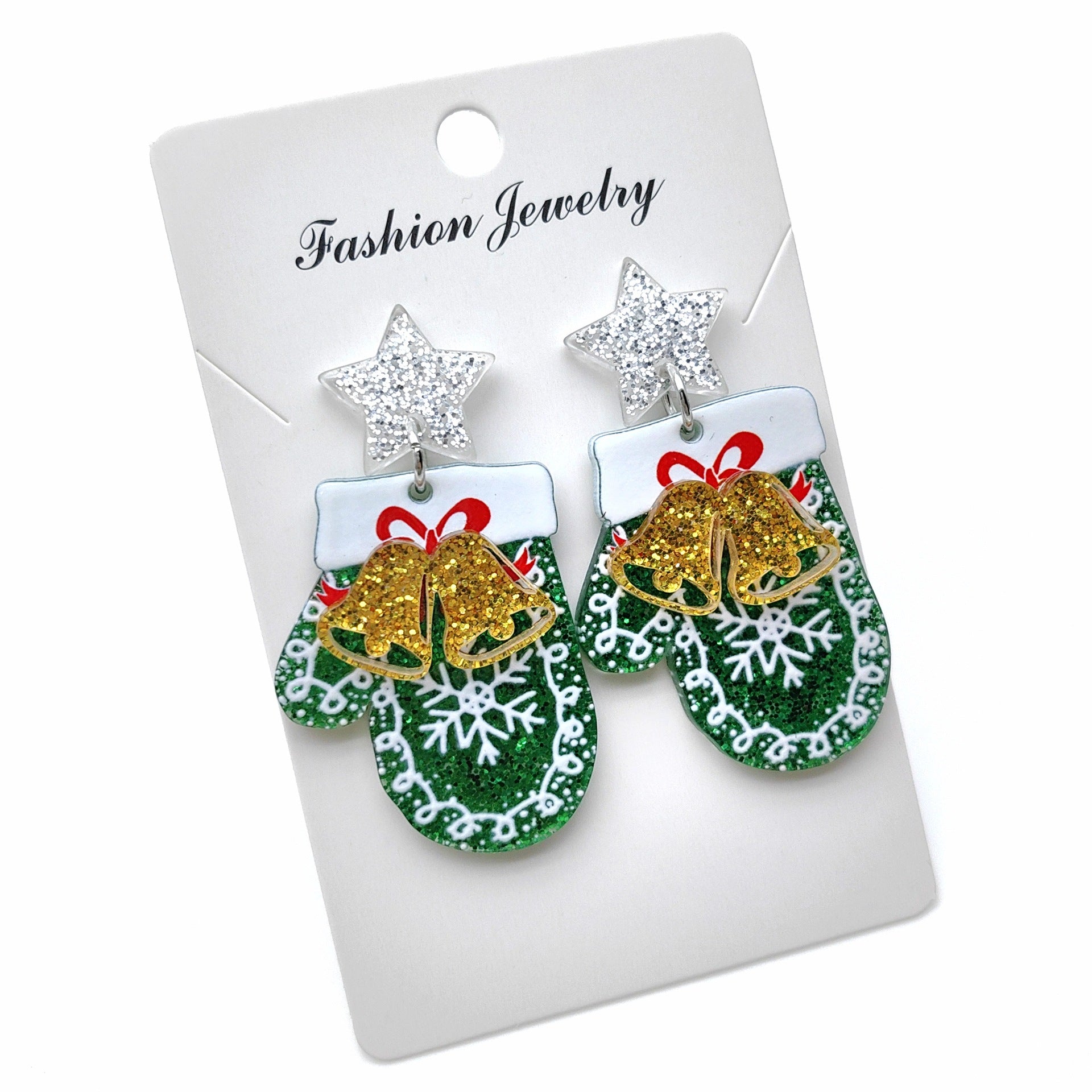 Wholesale 3pcs/pack Christmas tree bells bright color holiday party earrings