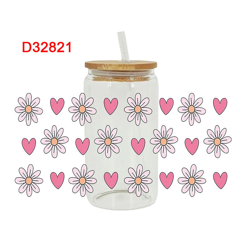 Wholesale Colorful Hearts  16oz Cup UV DTF Wraps