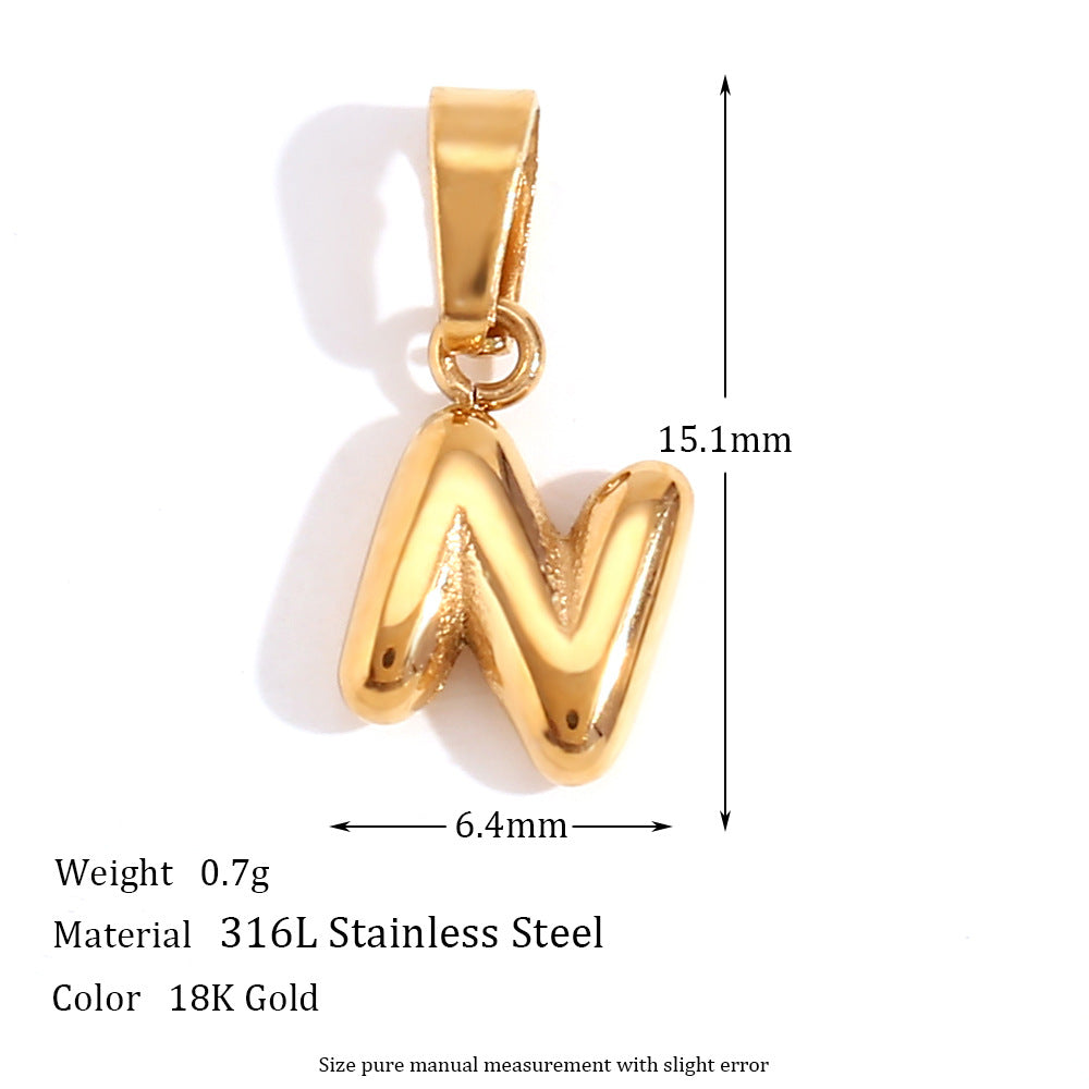 Wholesale Mini Bubble English Stainless Steel Plated 18K Gold DIY Matching Accessories Pendant