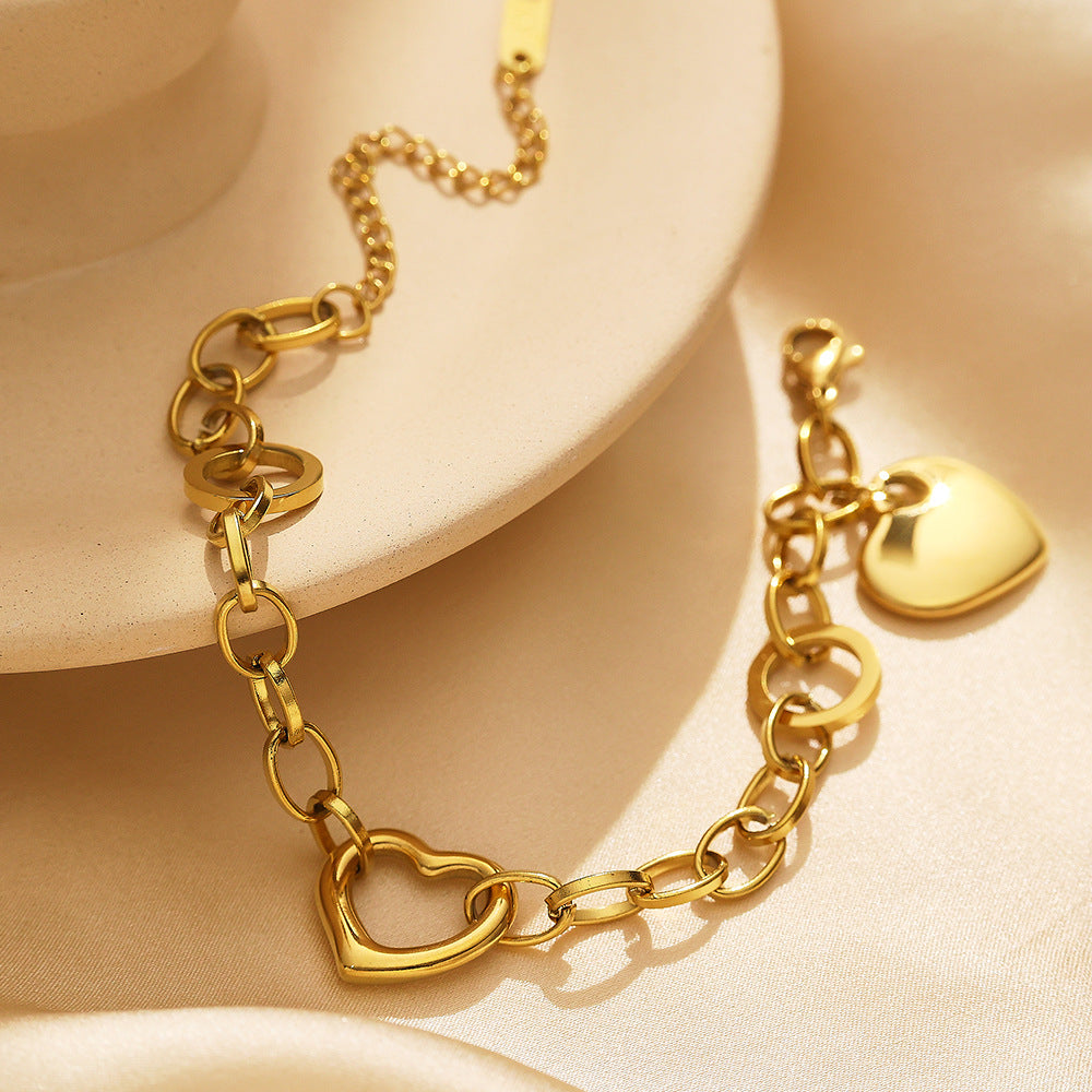 Wholesale Stainless steel bracelet gold plated heart shaped bracelet