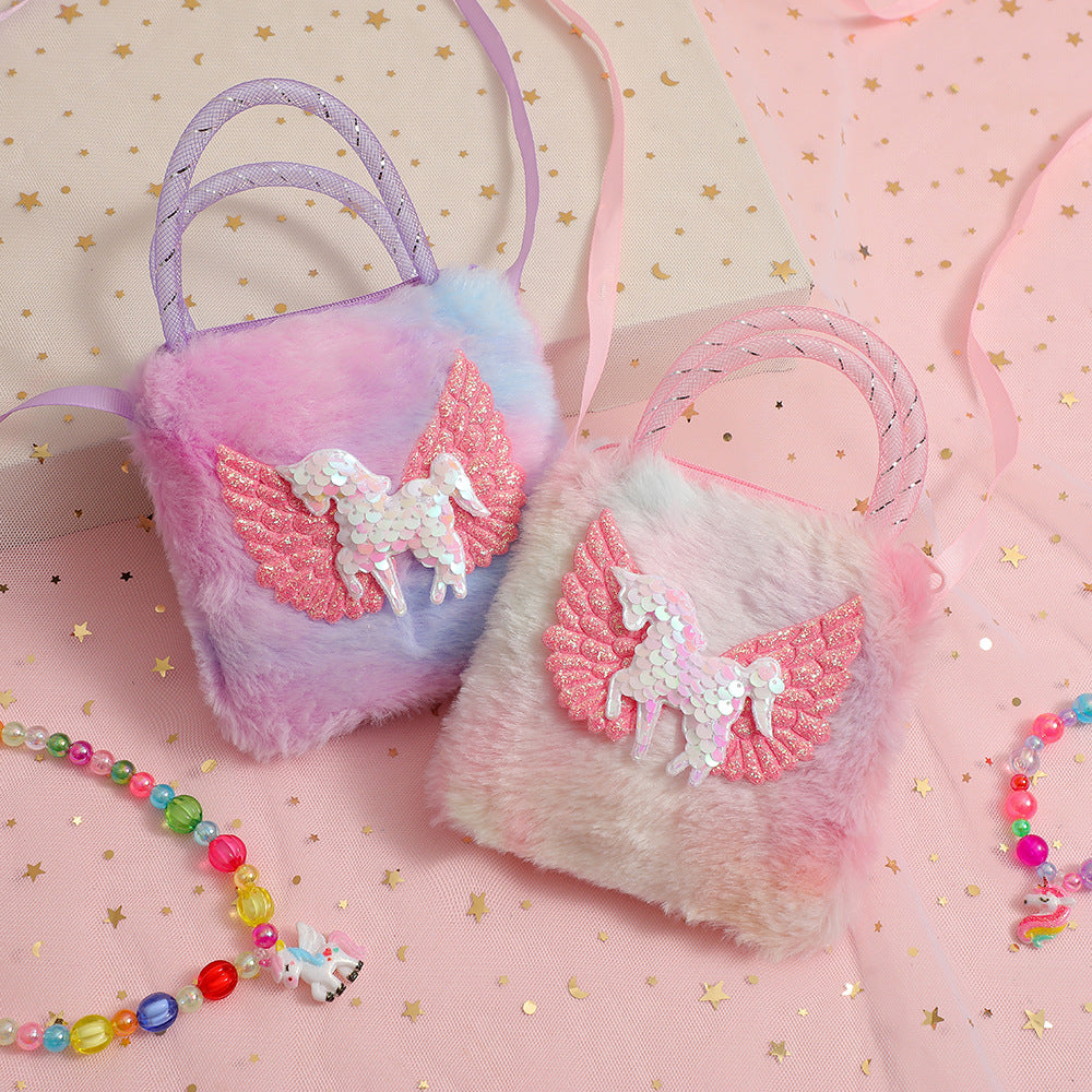 Wholesale Unicorn Cartoon Plush Small Crossbody Girls Portable Coin Purse