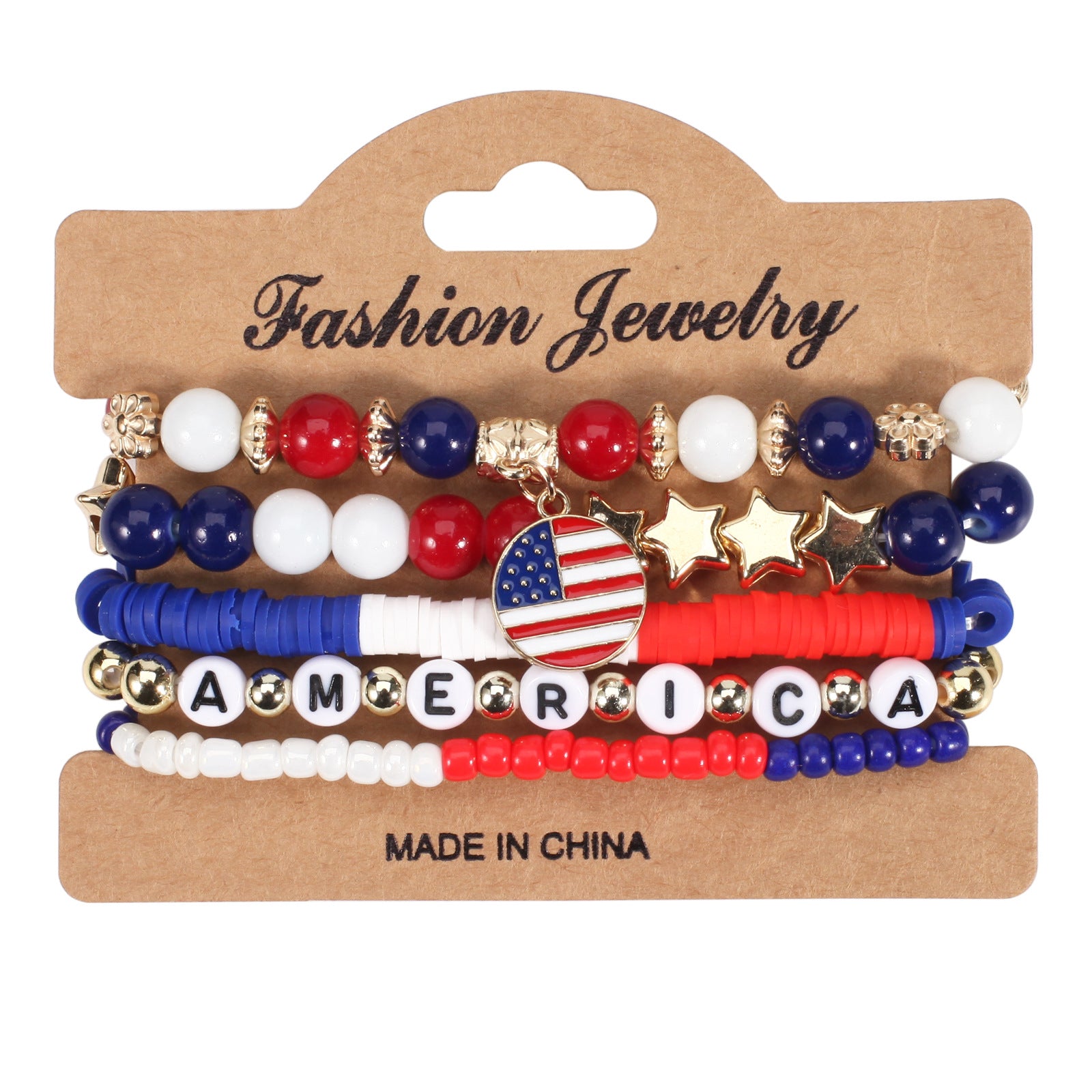 Wholesale Independence Day Flag Red White Blue Crystal Bracelet