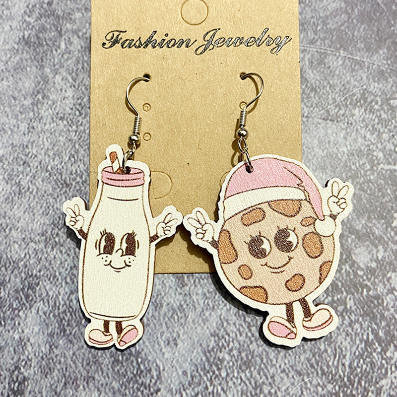 Wholesale Christmas Gingerbread Man Santa Wooden Earrings
