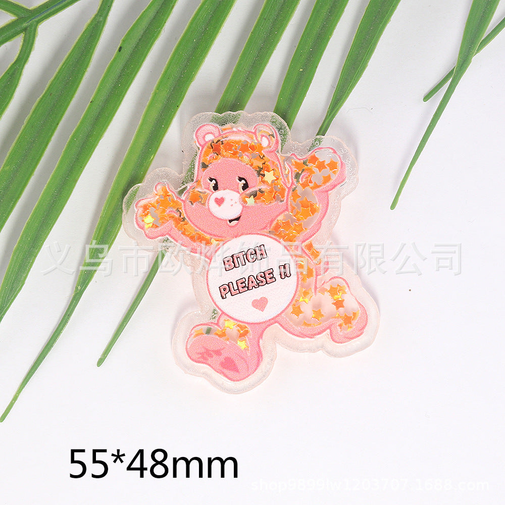 Wholesale 10pcs/pack cartoon quicksand bear bag  acrylic pin DIY patch OLY Exclusive