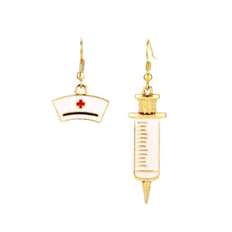 Wholesale Gold Syringe Stethoscope Pendant Hanging Earrings