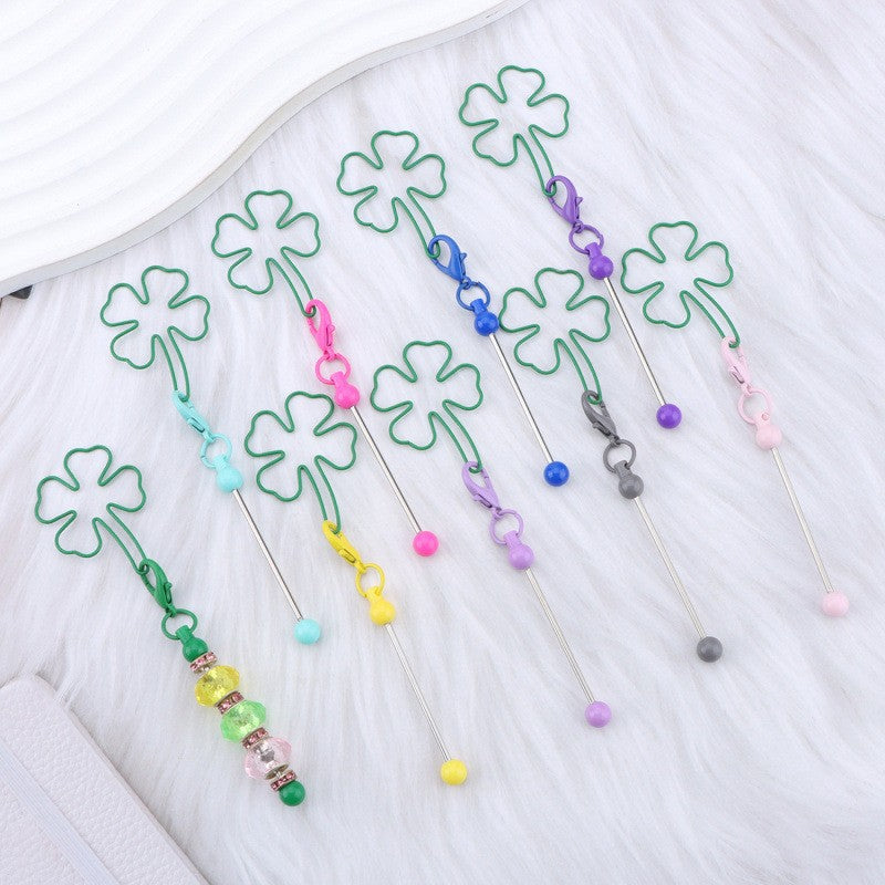 Wholesale Four-leaf Clover DIY Beadable Keychain
