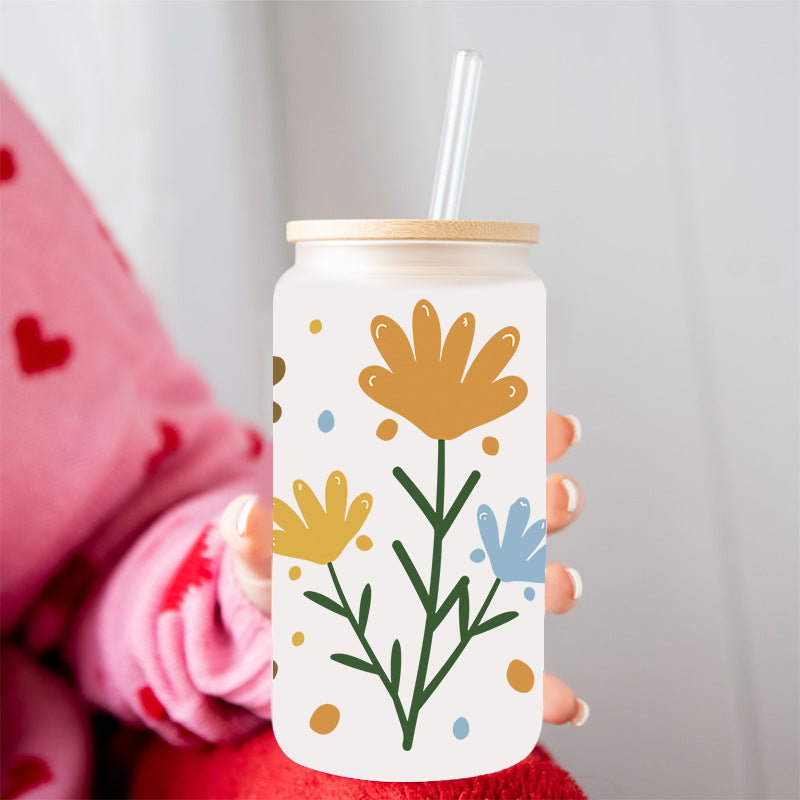 Wholesale Colorful Flowers Teacher's Day 16oz Cup UV DTF Wraps