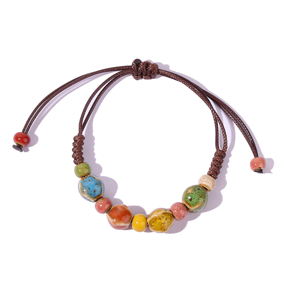 Wholesale Ethnic style colorful ceramic bead bracelet