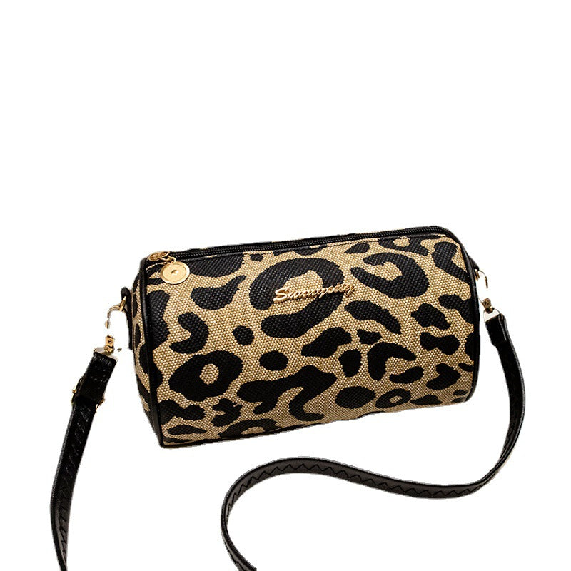 Wholesale PU Leopard Print Cylinder Bag