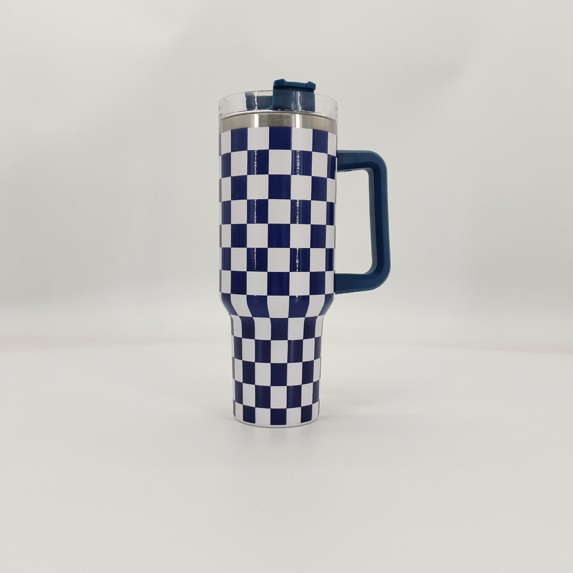 Wholesale Tumbler Checkerboard Double Layer Stainless Steel Large Capacity Ice Bullies Cup