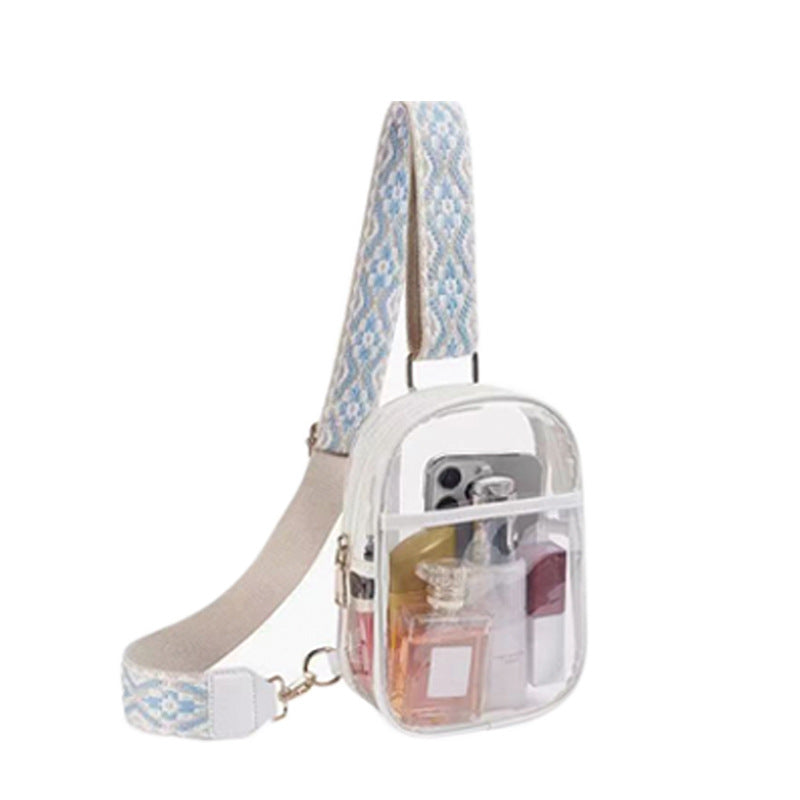 Wholesale TPU Transparent Wide Shoulder Strap Waterproof Chest Bag Outdoor Sports Crossbody Bag